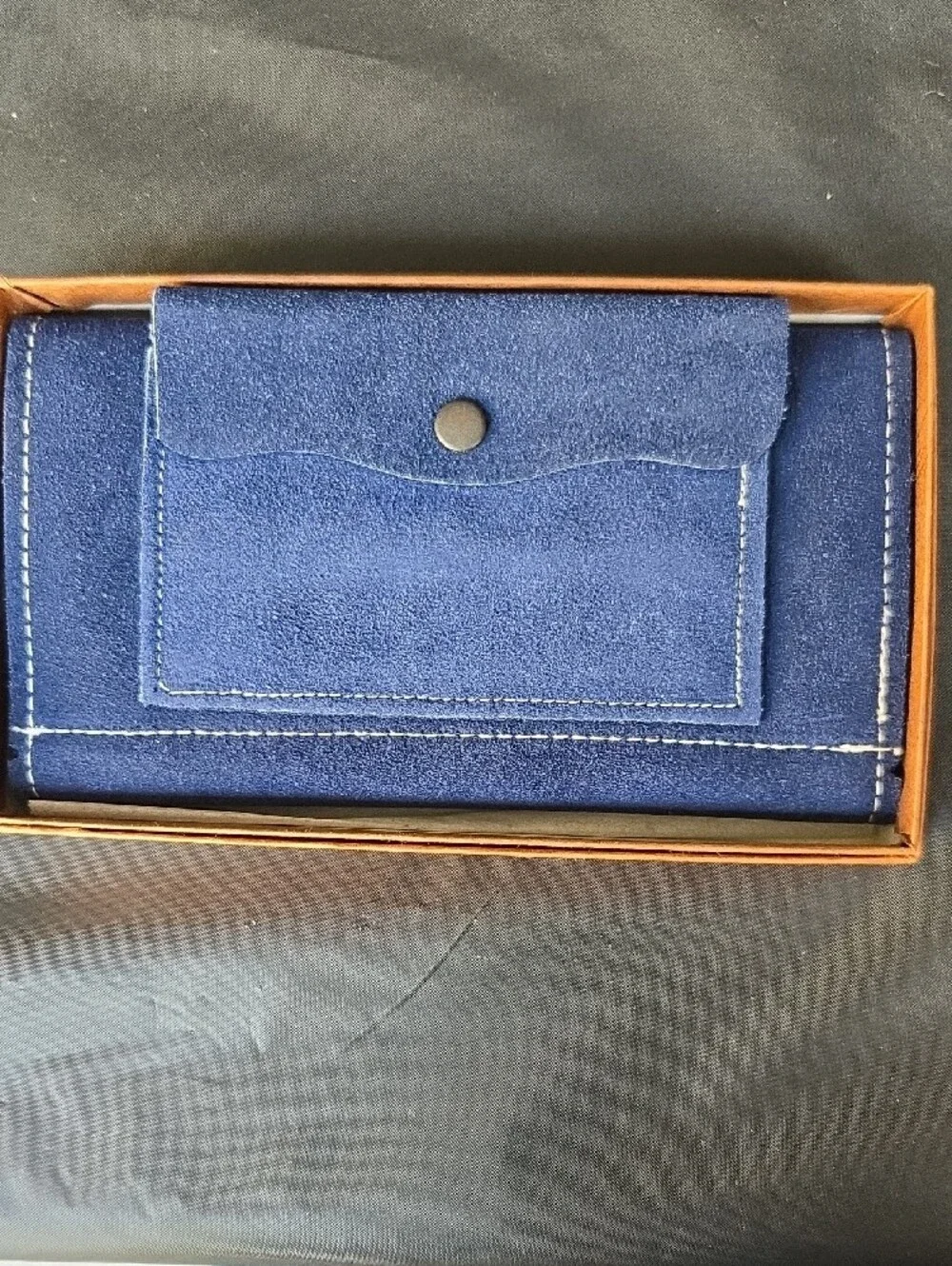 Vintage NWT Blue Suede Leather Wallet - Classic Bifold
